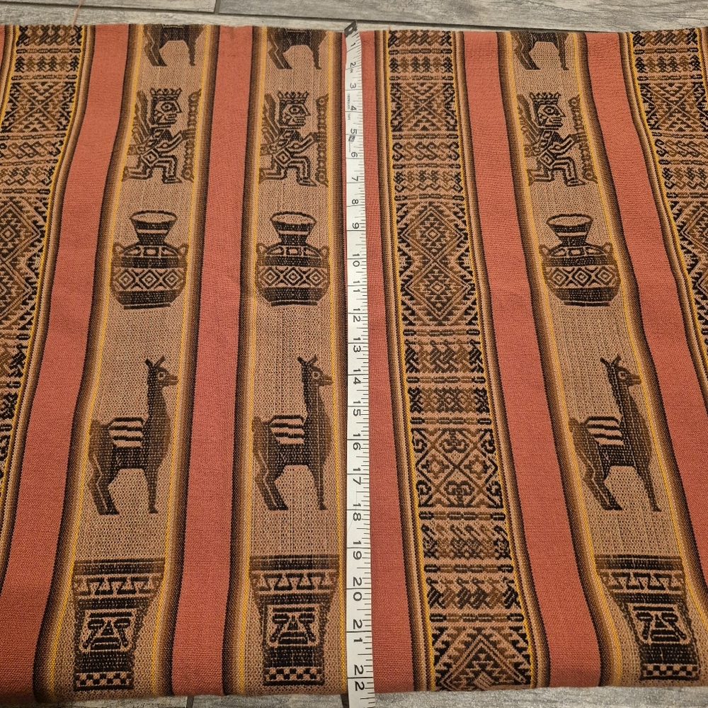 Vintage Peruvian Andean Woven Blanket Llama Iconography Large 88x40 - Picture 6 of 7